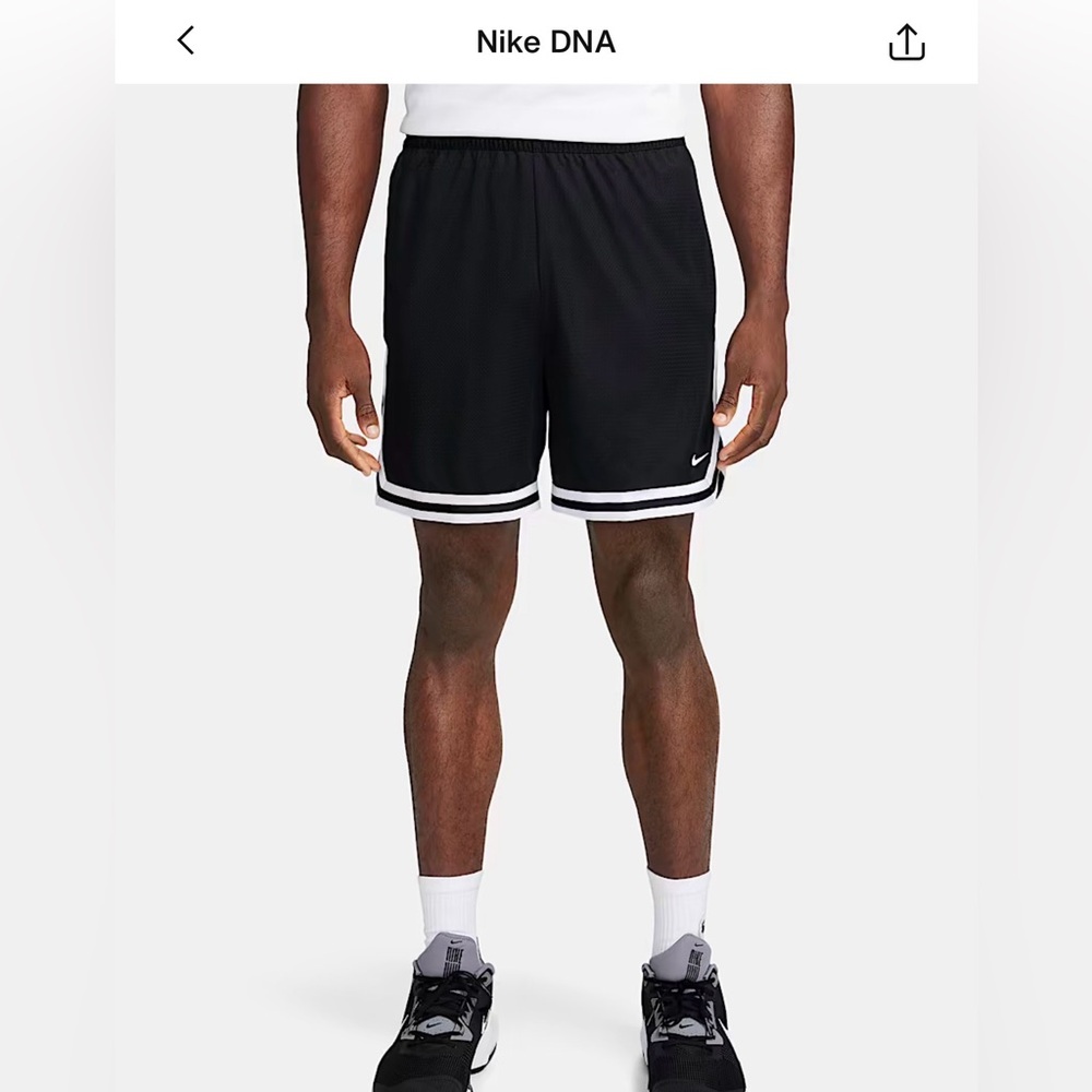 Nike DNA Dri-Fit Black and White Basketball Shorts 6” inseam Mens Size Medium